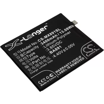   Meizu BA891 helyettesítő mobiltelefon akkumulátor (Li-Polymer, 3.85V, 3400mAh / 13.09Wh) - Utángyártott