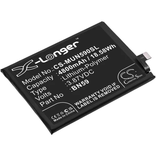Redmi BN59 helyettesítő mobiltelefon akkumulátor (Li-Polymer, 3.87V, 4800mAh / 18.58Wh) - Utángyártott