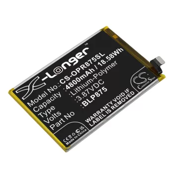  OPPO BLP875 helyettesítő mobiltelefon akkumulátor (Li-Polymer, 3.87V, 4800mAh / 18.58Wh) - Utángyártott