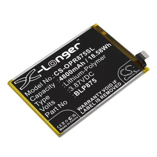 OPPO BLP875 helyettesítő mobiltelefon akkumulátor (Li-Polymer, 3.87V, 4800mAh / 18.58Wh) - Utángyártott
