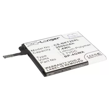   Microsoft BP-4GWA helyettesítő mobiltelefon akkumulátor (Li-Polymer, 3.7V, 2000mAh / 7.40Wh) - Utángyártott