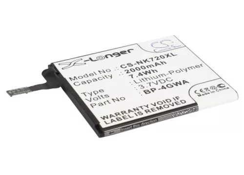 Microsoft BP-4GWA helyettesítő mobiltelefon akkumulátor (Li-Polymer, 3.7V, 2000mAh / 7.40Wh) - Utángyártott