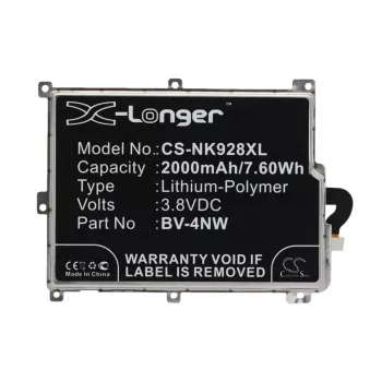   Microsoft BV-4NW helyettesítő mobiltelefon akkumulátor (Li-Polymer, 3.8V, 2000mAh / 7.60Wh) - Utángyártott