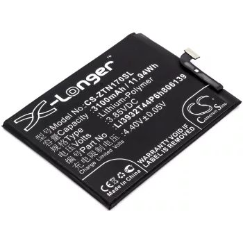   ZTE Li3932T44P6h806139 helyettesítő mobiltelefon akkumulátor (Li-Polymer, 3.85V, 3100mAh / 11.94Wh) - Utángyártott