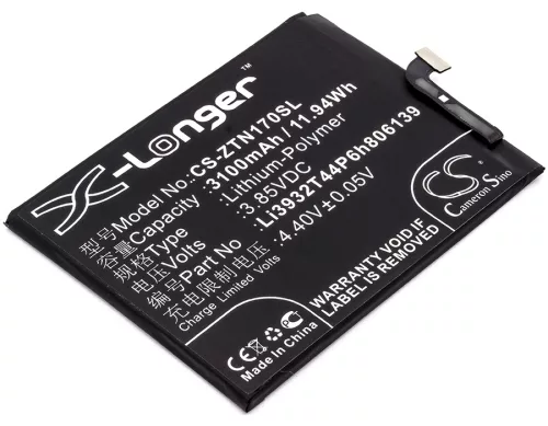 ZTE Li3932T44P6h806139 helyettesítő mobiltelefon akkumulátor (Li-Polymer, 3.85V, 3100mAh / 11.94Wh) - Utángyártott