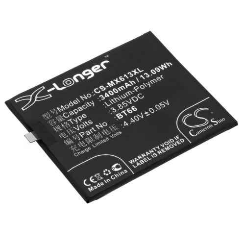 Meizu BT66 helyettesítő mobiltelefon akkumulátor (Li-Polymer, 3.85V, 3400mAh / 13.09Wh) - Utángyártott