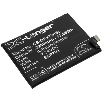   OPPO BLP799 helyettesítő mobiltelefon akkumulátor (Li-Polymer, 7.74V, 2200mAh / 17.03Wh) - Utángyártott
