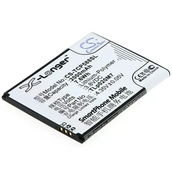   TCL TLp020M7 helyettesítő mobiltelefon akkumulátor (Li-Polymer, 3.8V, 2000mAh / 7.60Wh) - Utángyártott