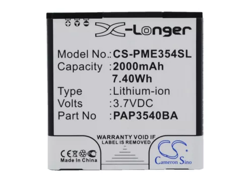 Prestigio PAP3540BA helyettesítő mobiltelefon akkumulátor (Li-ion, 3.7V, 2000mAh / 7.40Wh) - Utángyártott