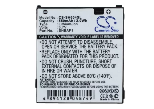 Sharp SHBAF1 helyettesítő mobiltelefon akkumulátor (Li-ion, 3.7V, 550mAh) - Utángyártott