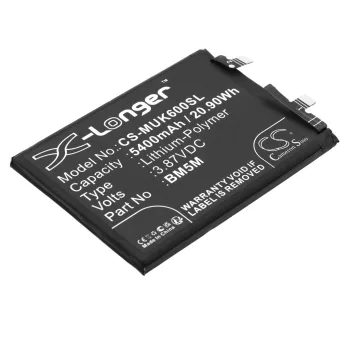   Redmi BM5M helyettesítő mobiltelefon akkumulátor (Li-Polymer, 3.87V, 5400mAh / 20.90Wh) - Utángyártott