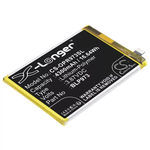 OPPO BLP973 helyettesítő mobiltelefon akkumulátor (Li-Polymer, 3.87V, 4300mAh / 16.64Wh) - Utángyártott