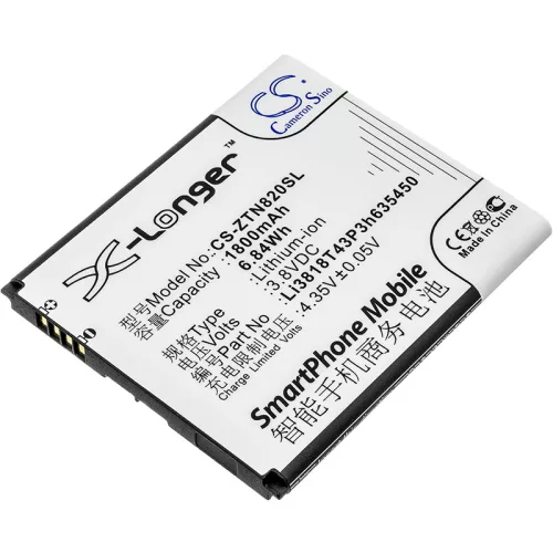 ZTE Li3818T43P3h635450 helyettesítő mobiltelefon akkumulátor (Li-ion, 3.8V, 1800mAh / 6.84Wh) - Utángyártott