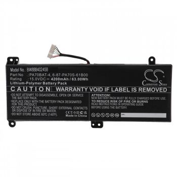   Clevo PA70HP6-G, PA70HS-G készülékekhez laptop akkumulátor (15V, 4200mAh / 63Wh) - Utángyártott