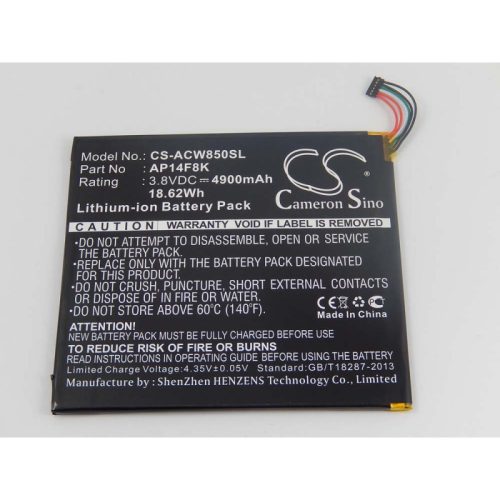 Acer Iconia Tab A1-850 készülékhez mobiltelefon akkumulátor (3.8V, 4900mAh / 18.62Wh) - Utángyártott