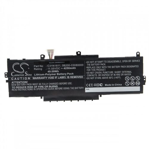 Asus RX433FN, U4300, U4300F készülékekhez laptop akkumulátor (11.55V, 4250mAh / 49.09Wh) - Utángyártott