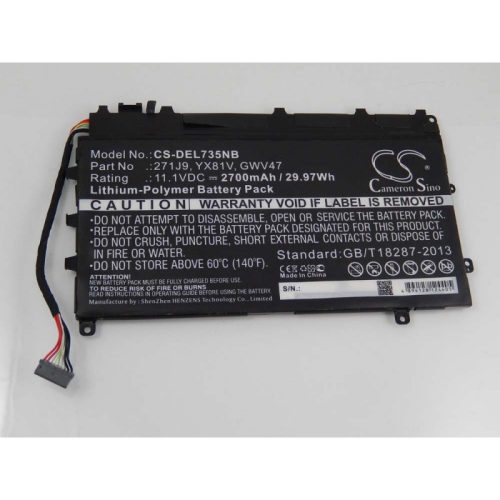 Dell Latitude 13 7000 (CAL005LATI735015880) készülékhez laptop akkumulátor (11.1V, 2700mAh / 29.97Wh, Fekete) - Utángyártott