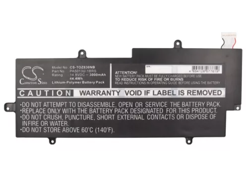 Toshiba Portege Z830 készülékhez laptop akkumulátor (14.8V, 3000mAh / 44.4Wh, Fekete) - Utángyártott