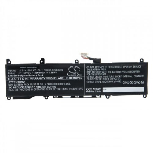 Asus Adol 13, 13FA készülékekhez laptop akkumulátor (11.55V, 3600mAh / 41.58Wh, Fekete) - Utángyártott