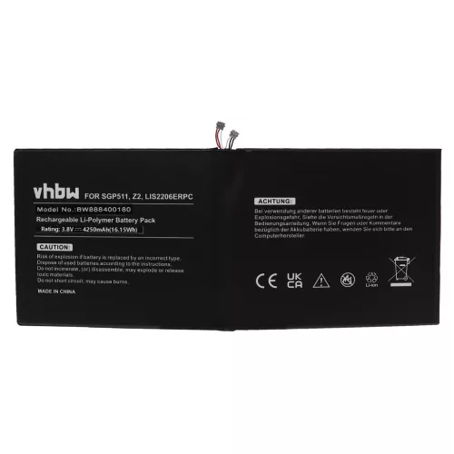Sony Xperia Tablet Z2 készülékhez tablet akkumulátor (3.8V, 4250mAh / 16.15Wh) - Utángyártott