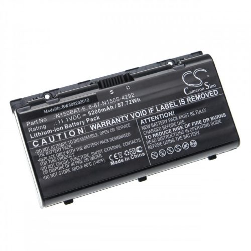 Clevo N150RD, N150RD1 készülékekhez laptop akkumulátor (11.1V, 5200mAh / 57.72Wh, Fekete) - Utángyártott