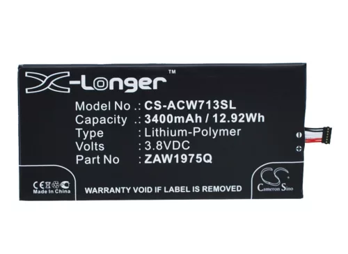 Acer Iconia A1-713 készülékhez táblagép / tablet akkumulátor (3.8V, 3400mAh / 12.92Wh) - Utángyártott