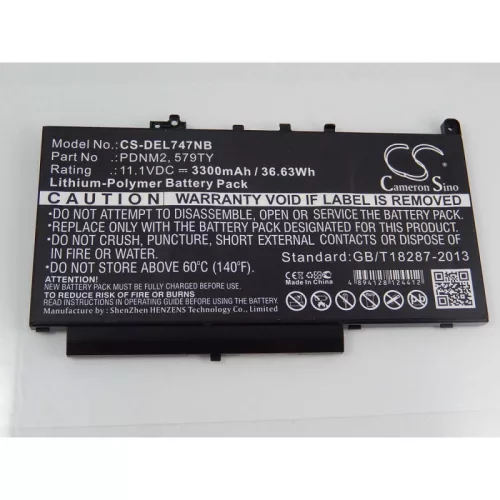 Dell Latitude E7470 készülékhez laptop akkumulátor (11.1V, 3300mAh / 36.63Wh, Fekete) - Utángyártott