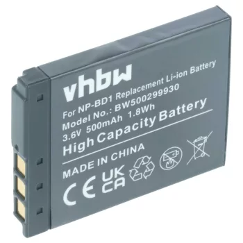   Sony Cybershot DSC-T2 készülékhez kamera akkumulátor (3.6V, 500mAh / 1.8Wh, Lithium-Ion) - Utángyártott