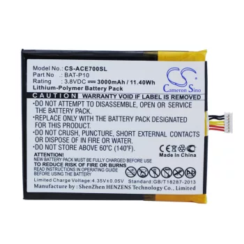   Acer Liquid E39 készülékhez mobiltelefon akkumulátor (3.8V, 3000mAh / 11.4Wh, Li-Polymer) - Utángyártott