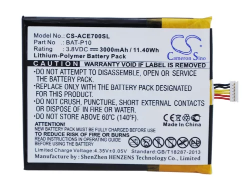 Acer Liquid E39 készülékhez mobiltelefon akkumulátor (3.8V, 3000mAh / 11.4Wh, Li-Polymer) - Utángyártott