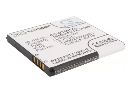 Alcatel One Touch 6010 készülékhez mobiltelefon akkumulátor (3.7V, 1650mAh / 6.11Wh, Lithium-Ion) - Utángyártott