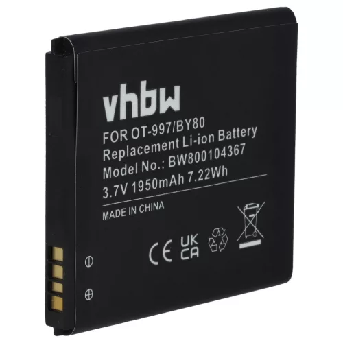 Alcatel / TLC MW40 készülékhez mobiltelefon akkumulátor (3.7V, 1950mAh / 7.22Wh, Lithium-Ion) - Utángyártott