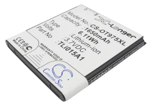 Alcatel One Touch 975 készülékhez mobiltelefon akkumulátor (3.7V, 1650mAh / 6.11Wh, Lithium-Ion) - Utángyártott