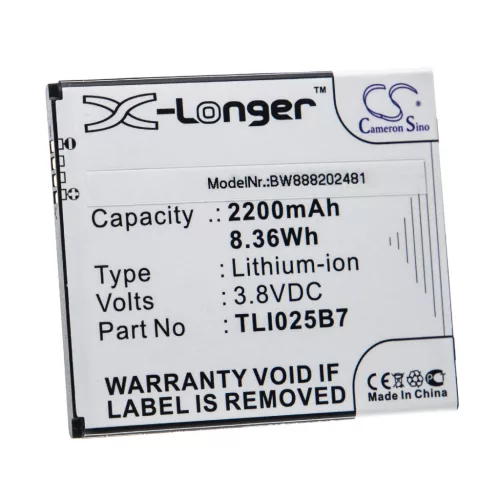 Alcatel 5011A készülékhez mobiltelefon akkumulátor (3.8V, 2200mAh / 8.36Wh, Lithium-Ion) - Utángyártott