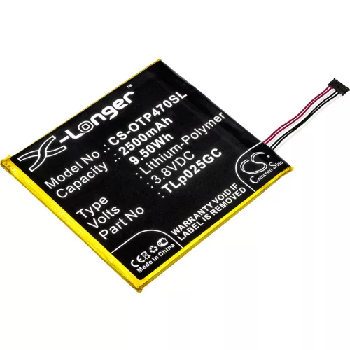 Alcatel One Touch OT-8063 készülékhez mobiltelefon akkumulátor (3.8V, 2500mAh / 9.5Wh, Li-Polymer) - Utángyártott