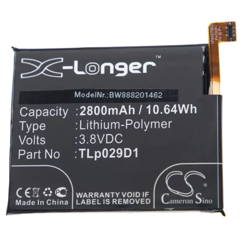 Alcatel One Touch 3 készülékhez mobiltelefon akkumulátor (3.8V, 2800mAh / 10.64Wh, Li-Polymer) - Utángyártott