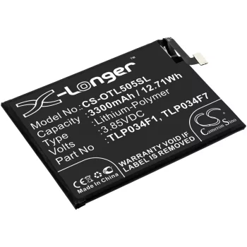   Alcatel 3 2019 készülékhez mobiltelefon akkumulátor (3.85V, 3300mAh / 12.71Wh, Li-Polymer) - Utángyártott