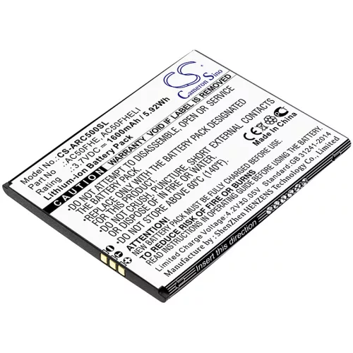 Archos 50F Helium Lite készülékhez mobiltelefon akkumulátor (3.7V, 1600mAh / 5.92Wh, Lithium-Ion) - Utángyártott