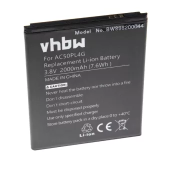   Archos 50 Platinum 4G készülékhez mobiltelefon akkumulátor (3.8V, 2000mAh / 7.6Wh, Lithium-Ion) - Utángyártott