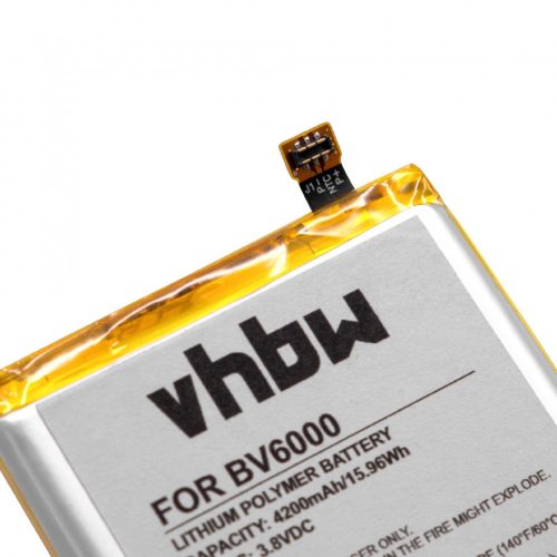 Blackview BV6000 készülékhez mobiltelefon akkumulátor (3.8V, 4200mAh / 15.96Wh, Li-Polymer) - Utángyártott