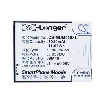   Xiaomi Note 2 készülékhez mobiltelefon akkumulátor (3.85V, 3020mAh / 11.63Wh, Lithium-Ion) - Utángyártott