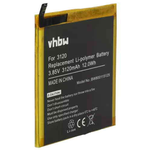 BQ Aquaris M5 készülékhez mobiltelefon akkumulátor (3.85V, 3120mAh / 12.01Wh, Li-Polymer) - Utángyártott