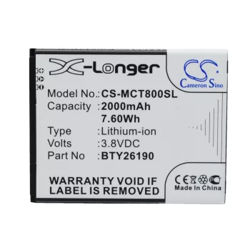   Elson Mobistel Cynus T8 készülékhez mobiltelefon akkumulátor (3.8V, 2000mAh / 7.6Wh, Lithium-Ion) - Utángyártott