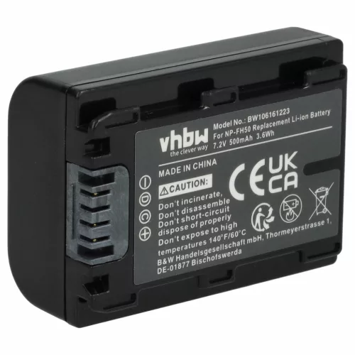 Sony DCR-DVD106(E) készülékhez fényképezőgép akkumulátor (Li-Ion, 500mAh / 3.6Wh, 7.2V) - Utángyártott