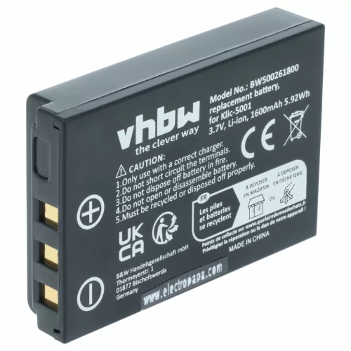 Kodak EasyShare DX3600 készülékhez fényképezőgép akkumulátor (Li-Ion, 1600mAh / 5.76Wh, 3.6V) - Utángyártott