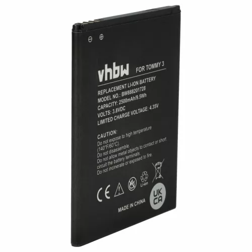 Wiko Jerry 2, 3 készülékekhez mobiltelefon akkumulátor (Li-Ion, 2500mAh / 9.5Wh, 3.8V) - Utángyártott