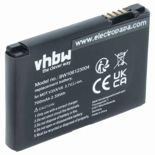 Motorola Maxx V6 készülékhez mobiltelefon akkumulátor (Li-Ion, 700mAh / 2.59Wh, 3.7V) - Utángyártott