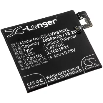   Lenovo Phab 2 Pro készülékhez mobiltelefon akkumulátor (Li-Polymer, 4000mAh / 15.28Wh, 3.82V) - Utángyártott