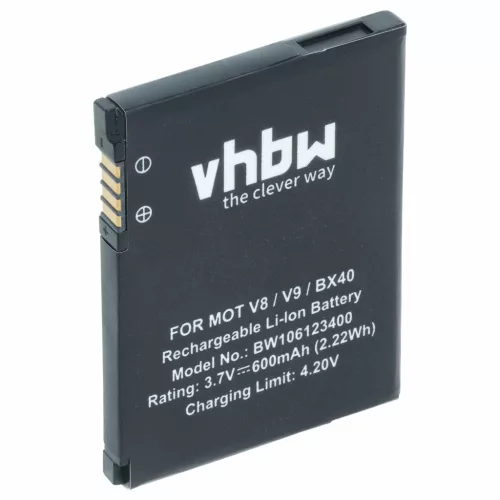 Motorola U9, V9 készülékekhez mobiltelefon akkumulátor (Li-Ion, 600mAh / 2.22Wh, 3.7V) - Utángyártott