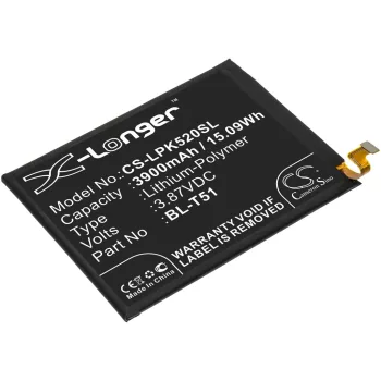   LG K420 készülékhez mobiltelefon akkumulátor (Li-Polymer, 3900mAh / 15.09Wh, 3.87V) - Utángyártott